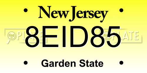 8EID85 New Jersey License Plate
