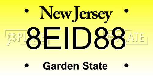 8EID88 New Jersey License Plate