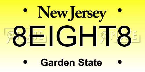 8EIGHT8 New Jersey License Plate