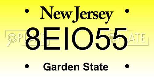 8EIO55 New Jersey License Plate