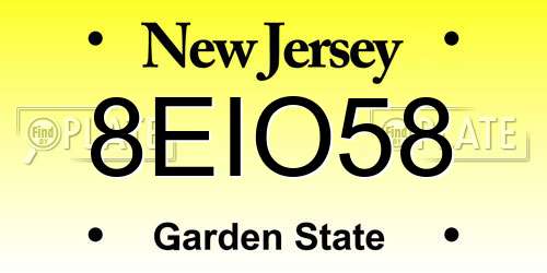 8EIO58 New Jersey License Plate