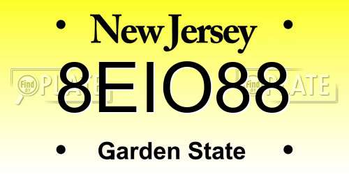 8EIO88 New Jersey License Plate