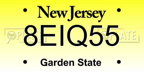8EIQ55 New Jersey License Plate