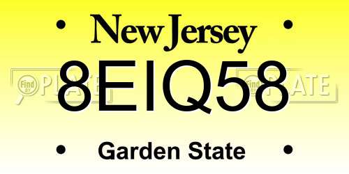 8EIQ58 New Jersey License Plate