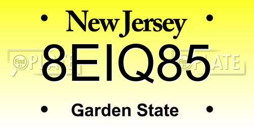 8EIQ85 New Jersey License Plate