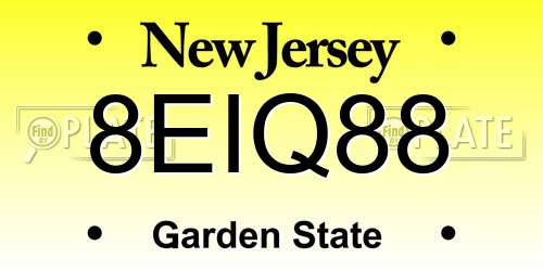 8EIQ88 New Jersey License Plate