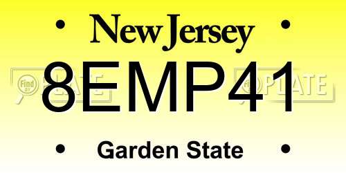 8EMP41 New Jersey License Plate