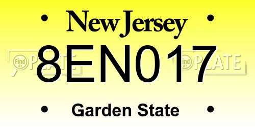 8EN017 New Jersey License Plate
