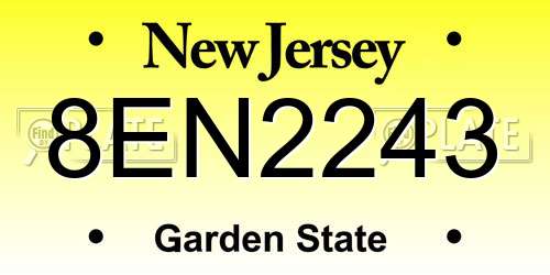 8EN2243 New Jersey License Plate