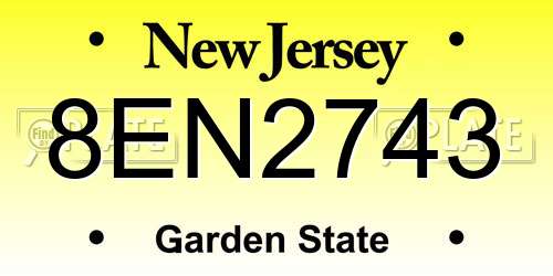 8EN2743 New Jersey License Plate