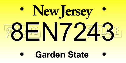 8EN7243 New Jersey License Plate