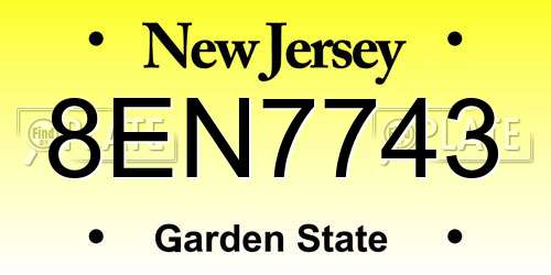8EN7743 New Jersey License Plate