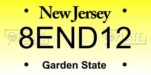 8END12 New Jersey License Plate