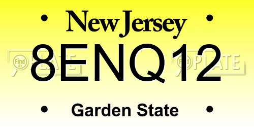 8ENQ12 New Jersey License Plate