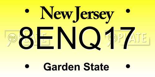 8ENQ17 New Jersey License Plate