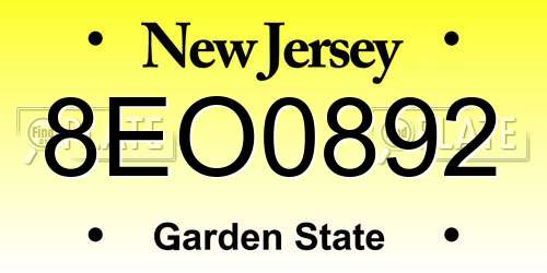 8EO0892 New Jersey License Plate