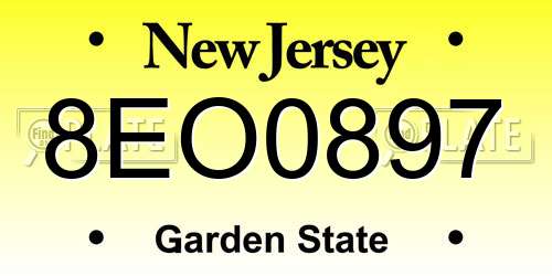8EO0897 New Jersey License Plate