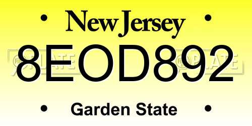 8EOD892 New Jersey License Plate