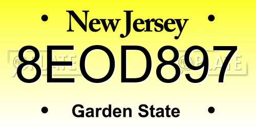 8EOD897 New Jersey License Plate