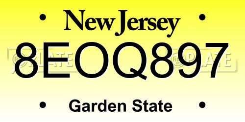 8EOQ897 New Jersey License Plate