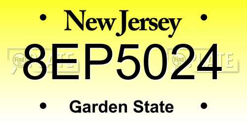 8EP5024 New Jersey License Plate