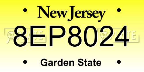 8EP8024 New Jersey License Plate