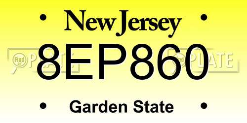 8EP860 New Jersey License Plate