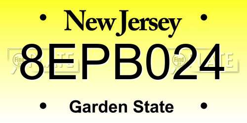 8EPB024 New Jersey License Plate