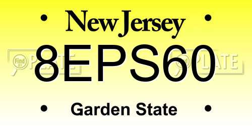 8EPS60 New Jersey License Plate