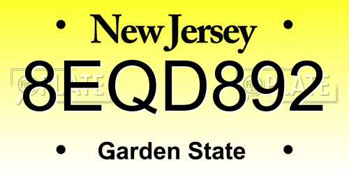 8EQD892 New Jersey License Plate