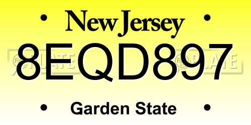 8EQD897 New Jersey License Plate