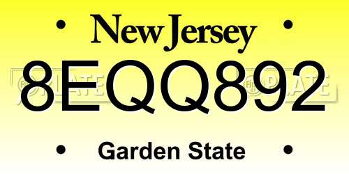 8EQQ892 New Jersey License Plate