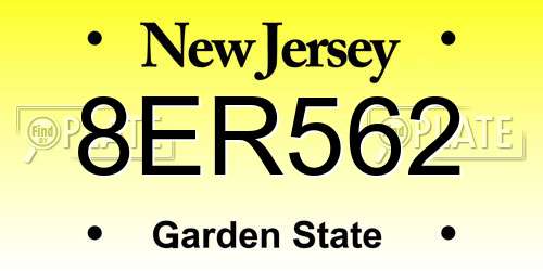 8ER562 New Jersey License Plate