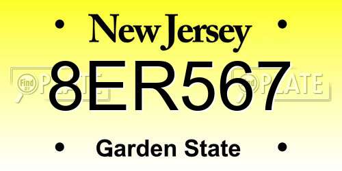 8ER567 New Jersey License Plate