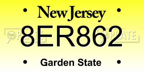 8ER862 New Jersey License Plate