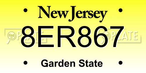 8ER867 New Jersey License Plate