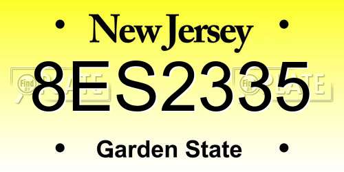 8ES2335 New Jersey License Plate