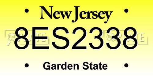 8ES2338 New Jersey License Plate