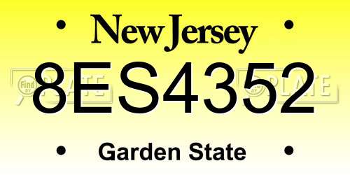 8ES4352 New Jersey License Plate
