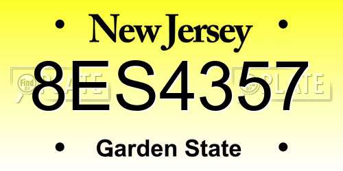 8ES4357 New Jersey License Plate