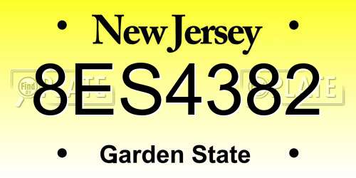 8ES4382 New Jersey License Plate