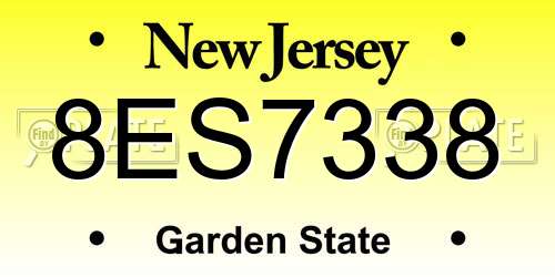 8ES7338 New Jersey License Plate