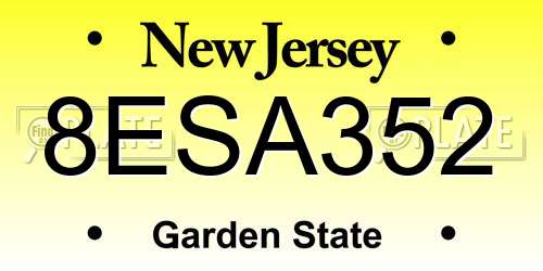 8ESA352 New Jersey License Plate