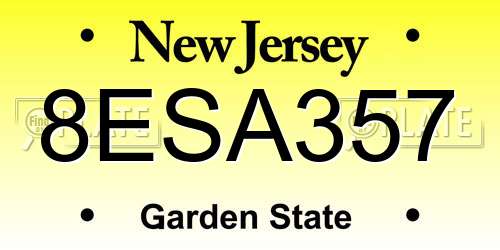 8ESA357 New Jersey License Plate