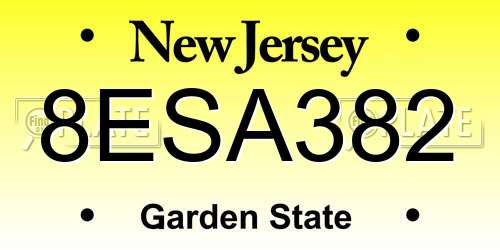 8ESA382 New Jersey License Plate