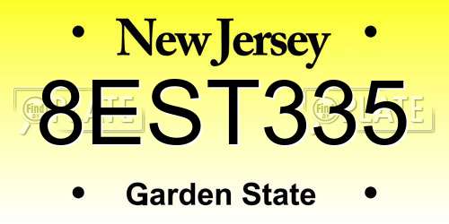 8EST335 New Jersey License Plate