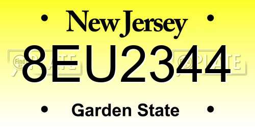 8EU2344 New Jersey License Plate