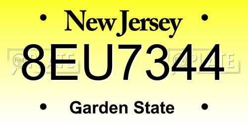 8EU7344 New Jersey License Plate