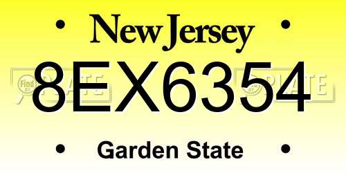 8EX6354 New Jersey License Plate