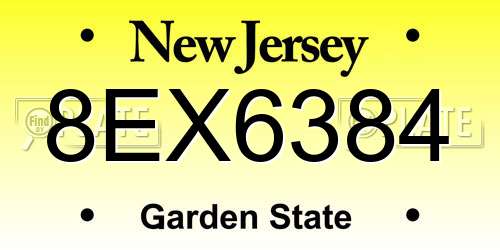 8EX6384 New Jersey License Plate